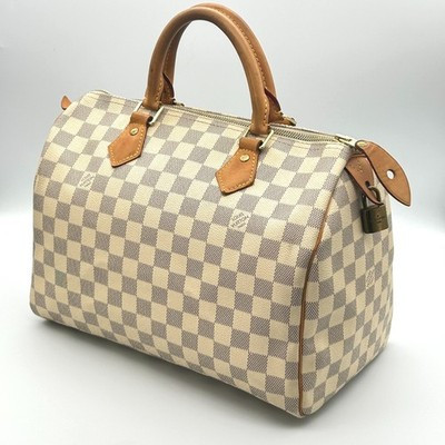 Louis Vuitton Damier Azur Speedy 30 White Mini Boston Handbag LV #128 | eBay US