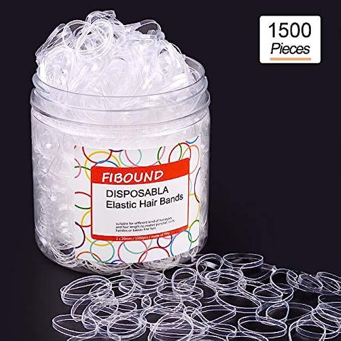 1500 Pieces Clear Rubber Hair Bands Hair Elastics Ties with Free Box for Girls Hair (Clear) | Amazon (US)