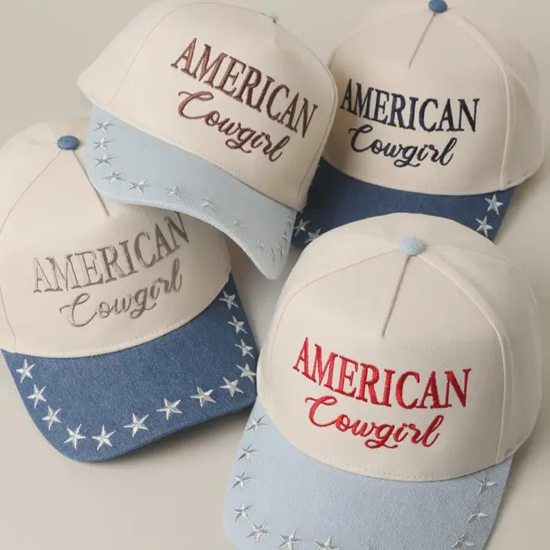 American Cowgirl Embroidered Hat Rodeo Western Trucker With Star Brim - Etsy | Etsy (Global)