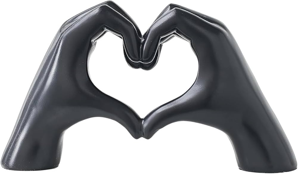 Heart Hands Sculpture Black, Heart Gesture Statue, Home Table Decor Hand Heart Sign Statue, Heart... | Amazon (US)