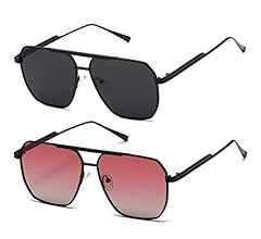 Polarized Sunglasses Womens Men Retro Oversized Square Vintage Fashion Shades Classic Large Metal... | Amazon (US)