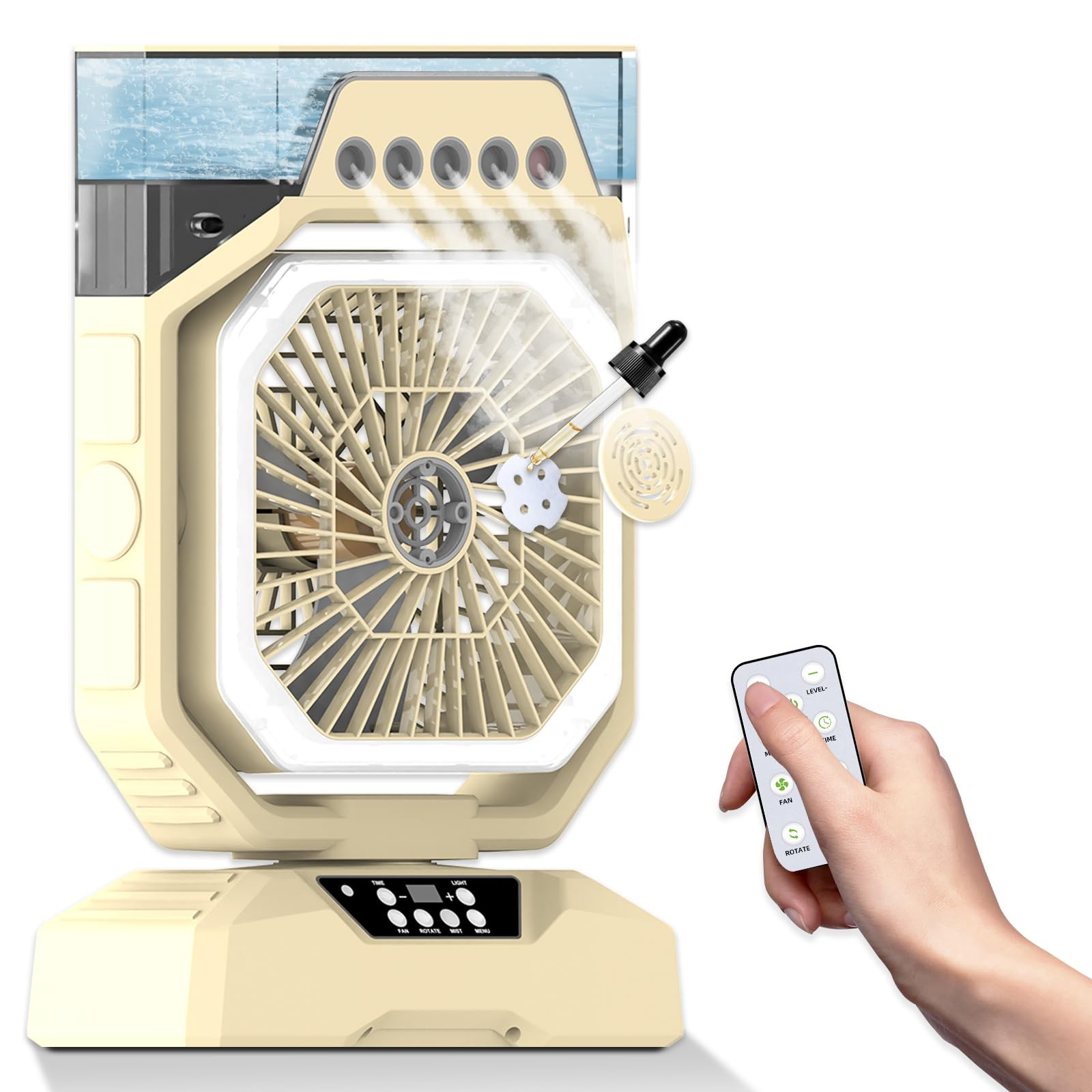 Desk Fan 5 Sprayers Rechargeable Misting Fan for Camping & Home – 6 Speed Portable Cooling Fan ... | Amazon (US)