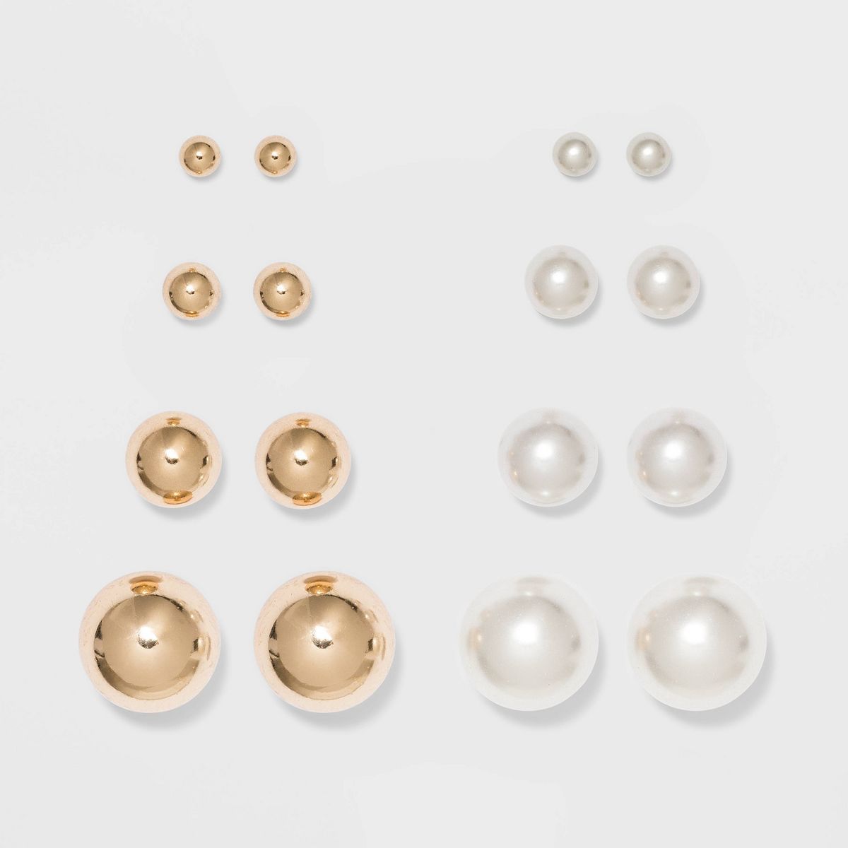 Stud Earring Set 8pc - A New Day™ Gold/Pearl | Target