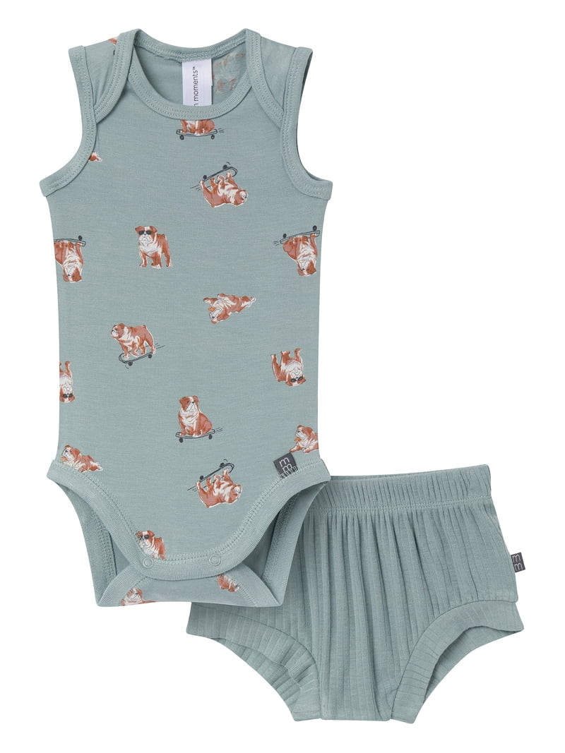 Modern Moments by Gerber Baby Neutral Viscose Sleeveless Bodysuit and Short Outfit Set, 2-Piece, ... | Walmart (US)