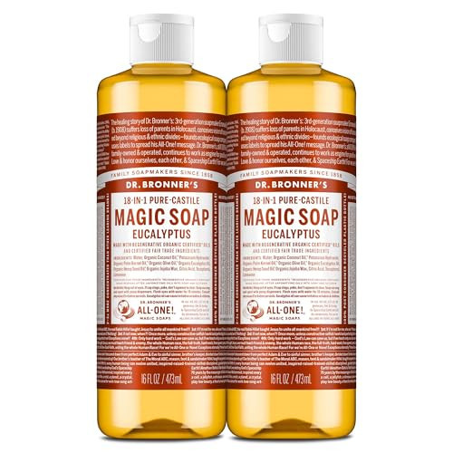 Dr. Bronner's Magic Soap - Pure-Castile Liquid Soap (Eucalyptus, 16 ounce, 2-Pack) -Regenerative Organic Certified Oils, 18-in-1 Uses: Body, Hair, Laundry, Pets & Dishes, Concentrated, Vegan, Non-GMO | Amazon (US)