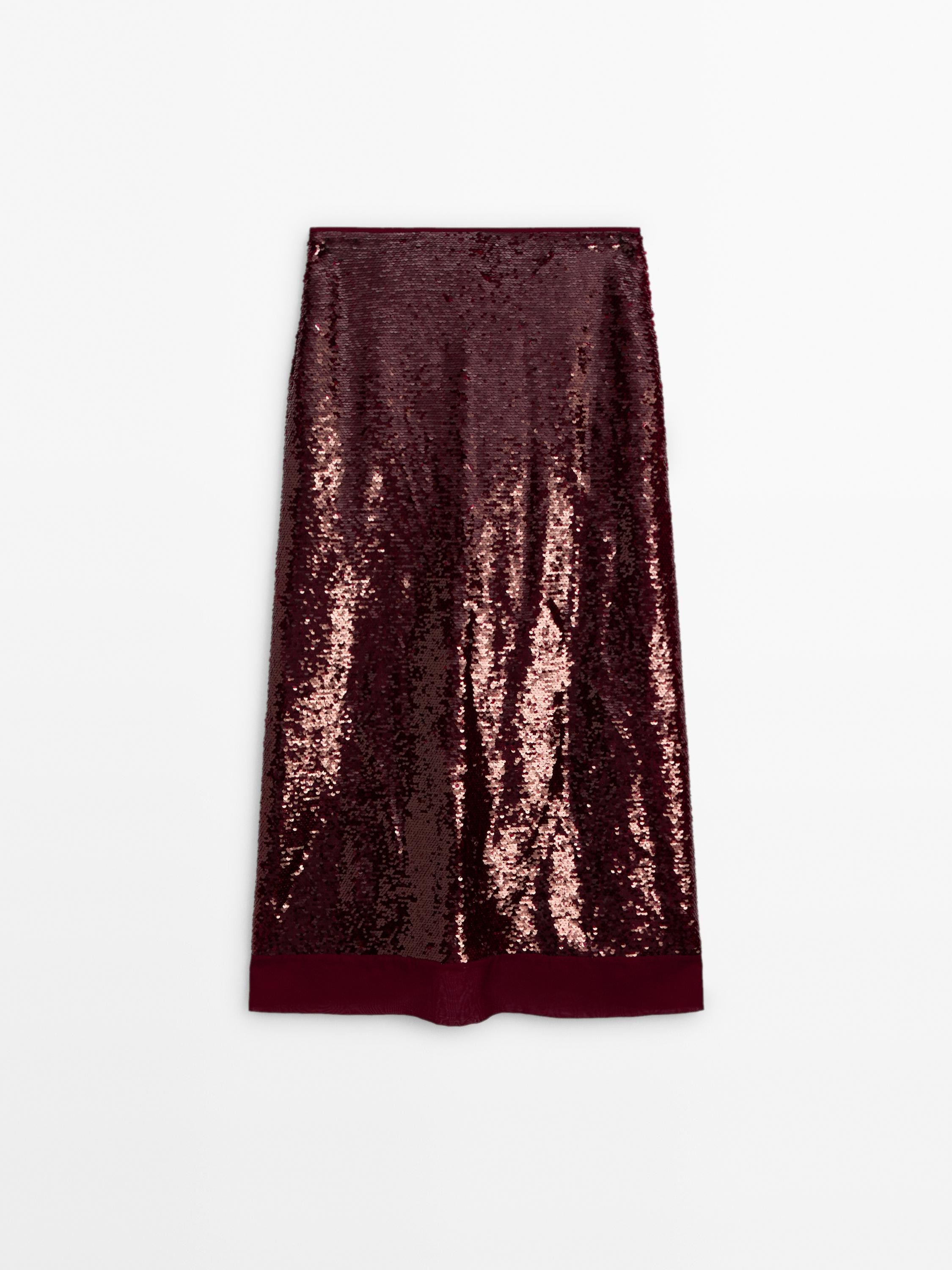 Midi skirt with sequins | Massimo Dutti US