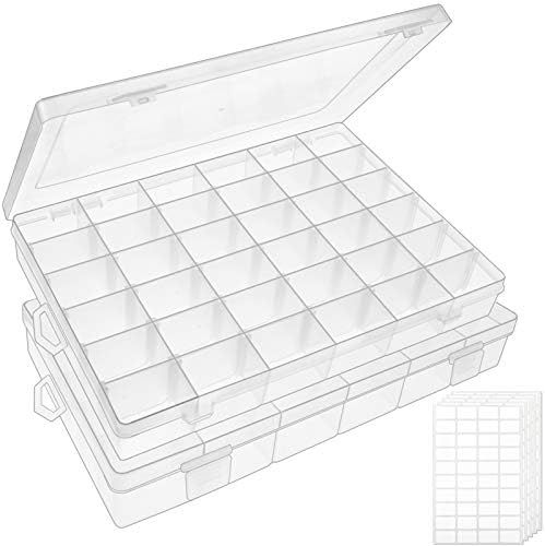 Outuxed 2pack 36 Grids Clear Plastic Organizer Box Storage Container Jewelry Box with Adjustable Div | Amazon (US)