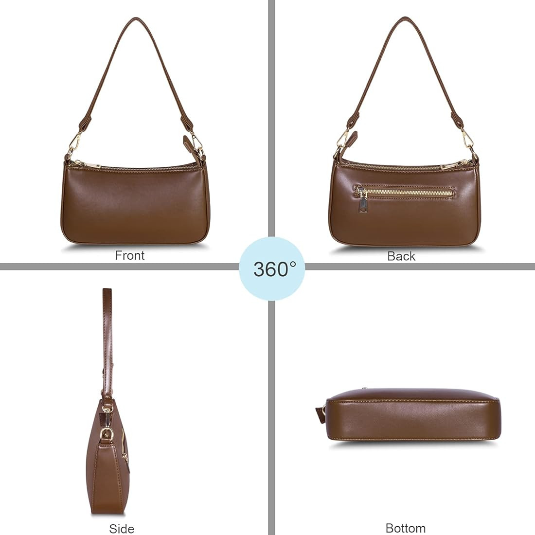 NIUEIMEE ZHOU Shoulder Bag for Women Retro Vegan Leather Classic Clutch Tote HandBag with Zipper ... | Amazon (US)