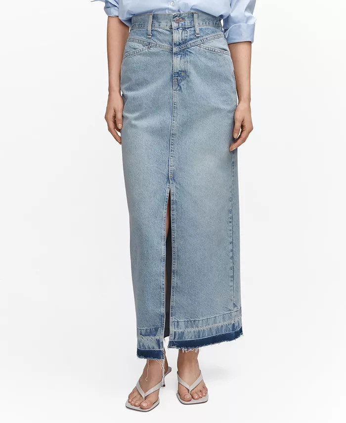 MANGO Women's Denim Long Skirt - Macy's | Macy's