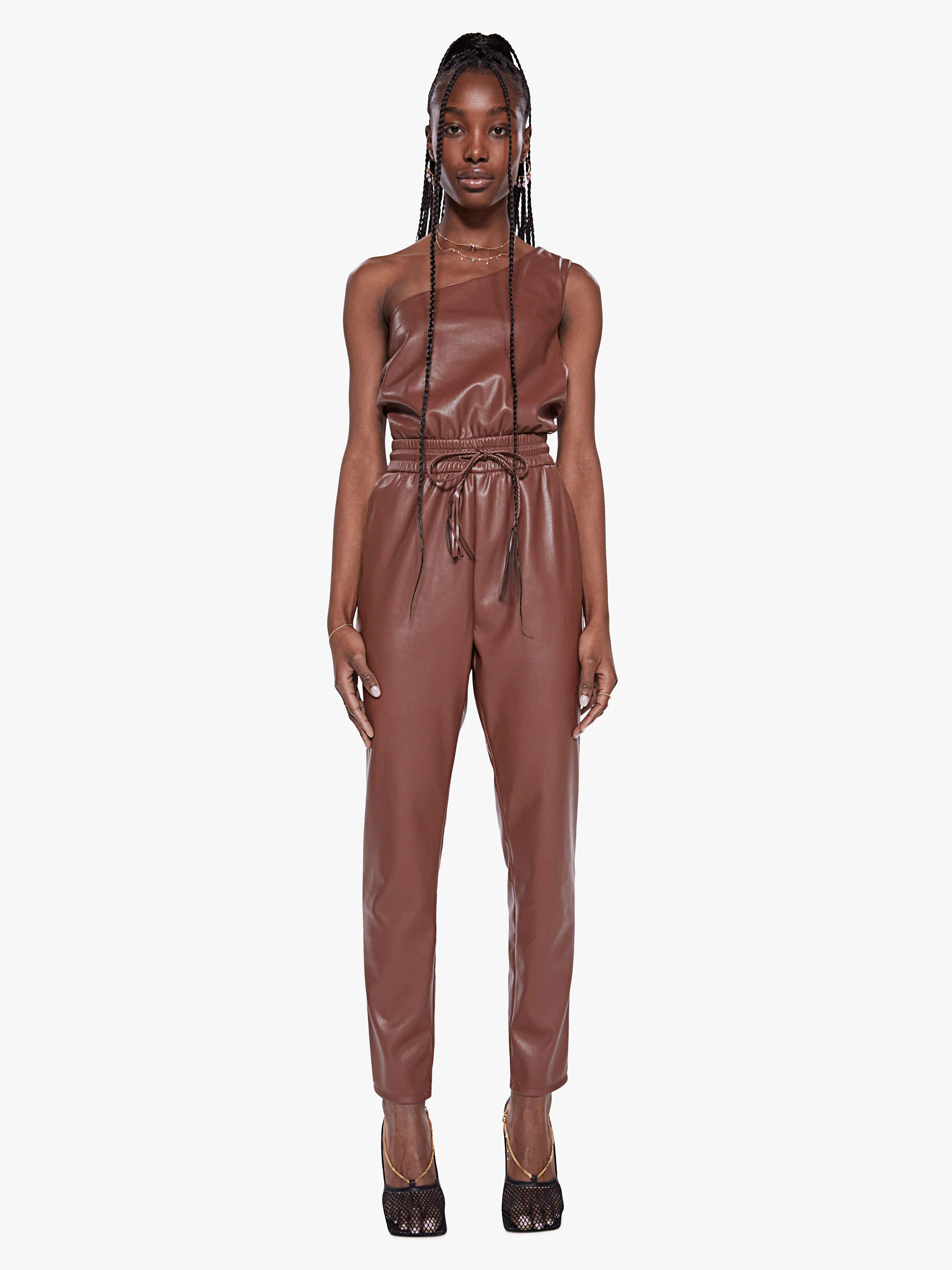 THE LANDSLIDE JUMPSUIT HOVER - FRIAR BROWN | Mother Denim