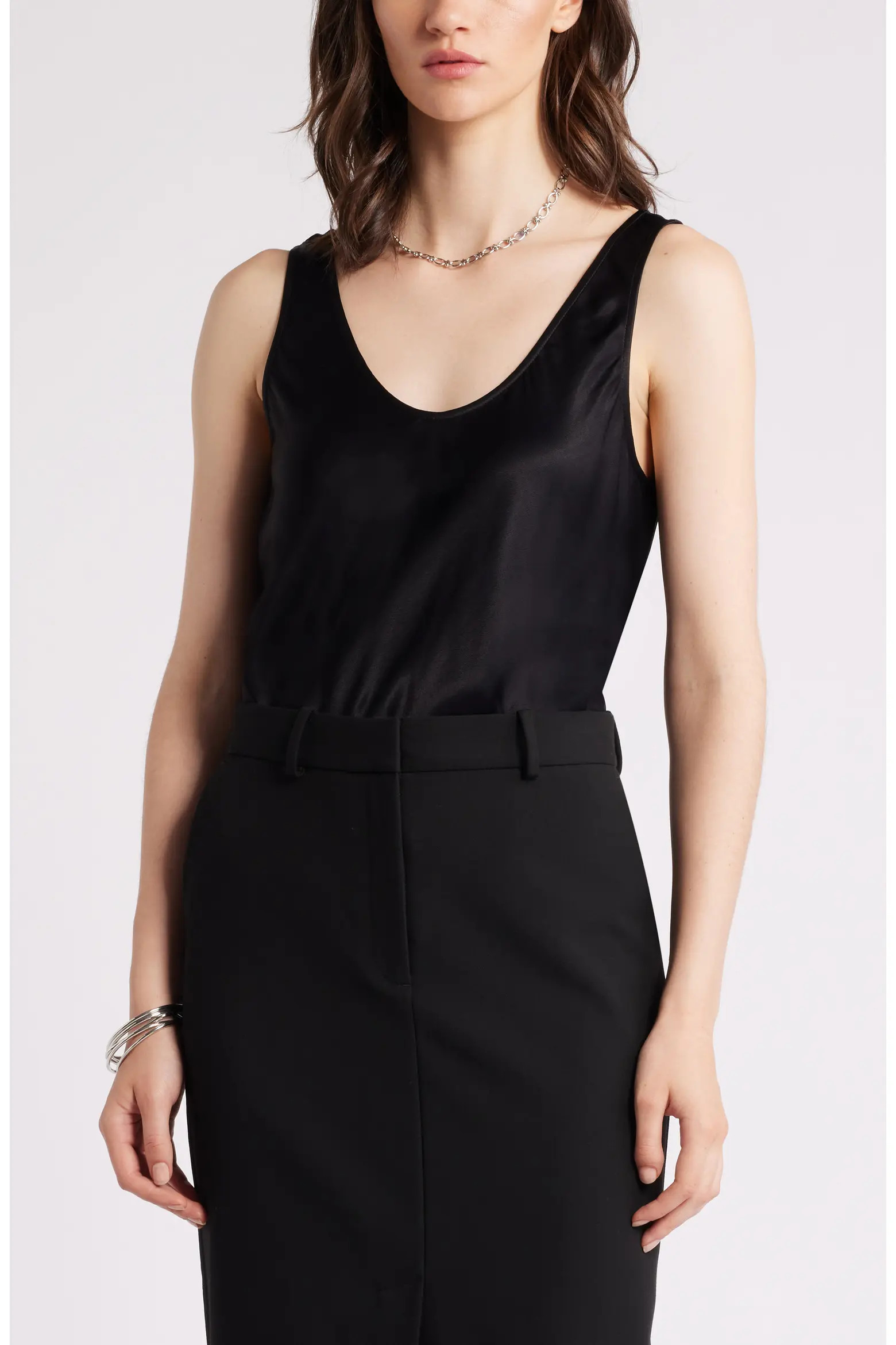 Satin Scoop Neck Tank (Women) | Nordstrom | Nordstrom
