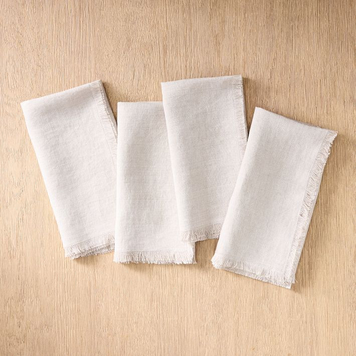 Frayed Edge Linen Napkin Sets | West Elm (US)