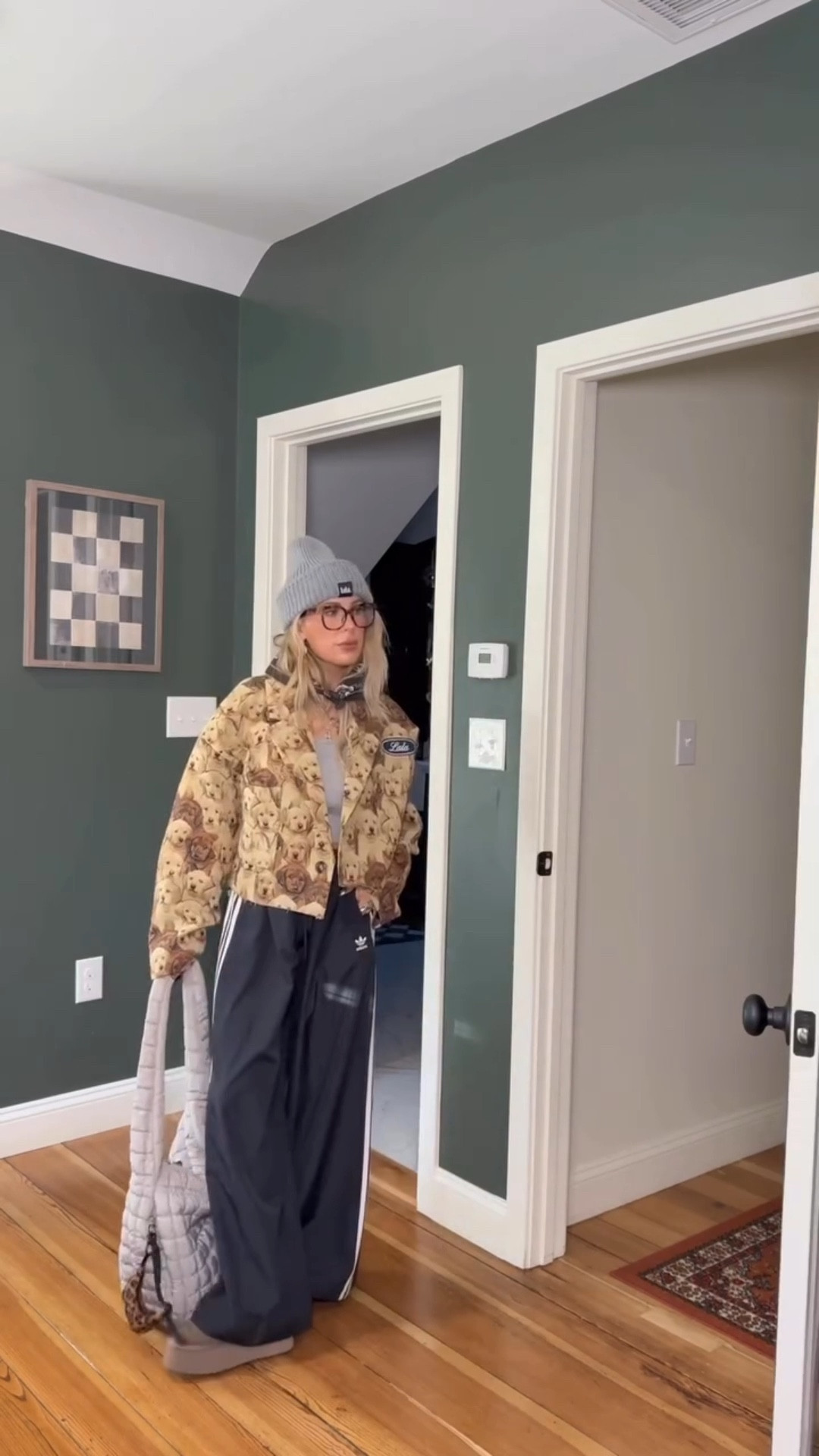 When in doubt, put on track pants 🤎🐶 blazer is dressed in lala! Tank is the mens tanks that I cropped! 

#LTKSaleAlert #LTKgrwm