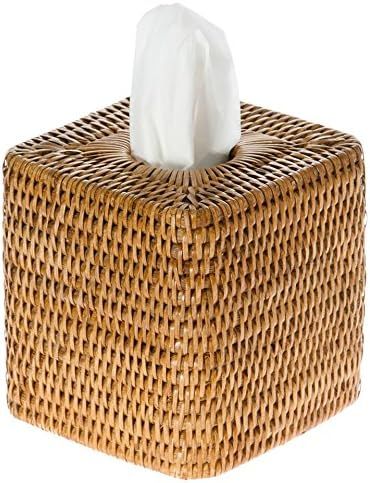 KOUBOO 1030055 La Jolla Rattan Square Tissue Box Cover, 5.5" x 5.5" x 5.75", Honey Brown | Amazon (US)