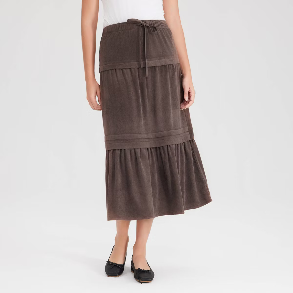 Women's Faux Suede Tiered Midi A-Line Skirt - Universal Thread™ | Target