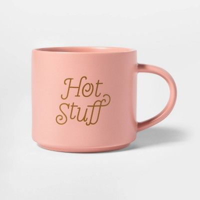 16oz Stoneware Hot Stuff Stacking Mug Pink - Threshold™ | Target