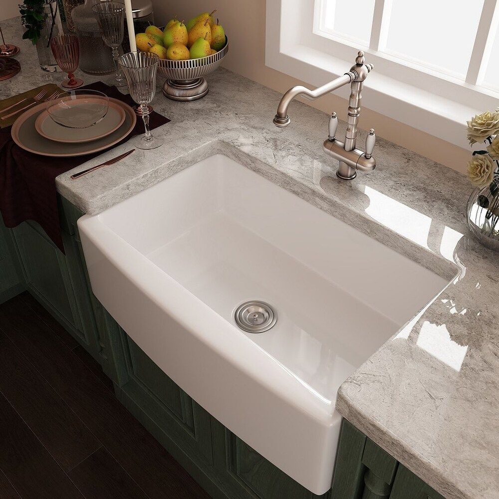 Eridanus Rio 33-inch Fireclay Arch Apron Farmhouse Kitchen Sink (White) | Bed Bath & Beyond