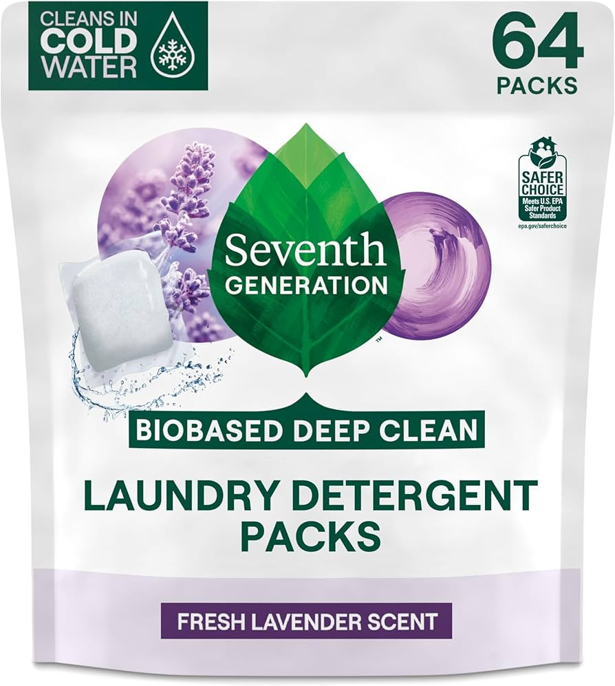 Seventh Generation Laundry Detergent Packs, Lavender, Biobased Deep Clean, EPA Safer Choice Certi... | Amazon (US)
