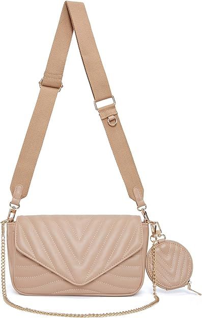 Small Quilted Crossbody Bags for Women Purses and Handbags with Coin Purse (Khaki): Handbags: Ama... | Amazon (US)