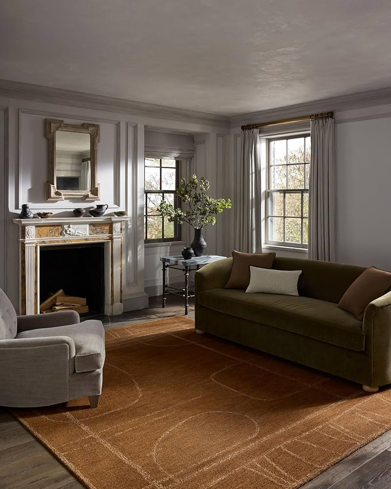 Loloi Jeremiah Brent Barrow Collection BAR-03 Clay/Natural 7'-9" x 9'-9" Area Rug | Amazon (US)