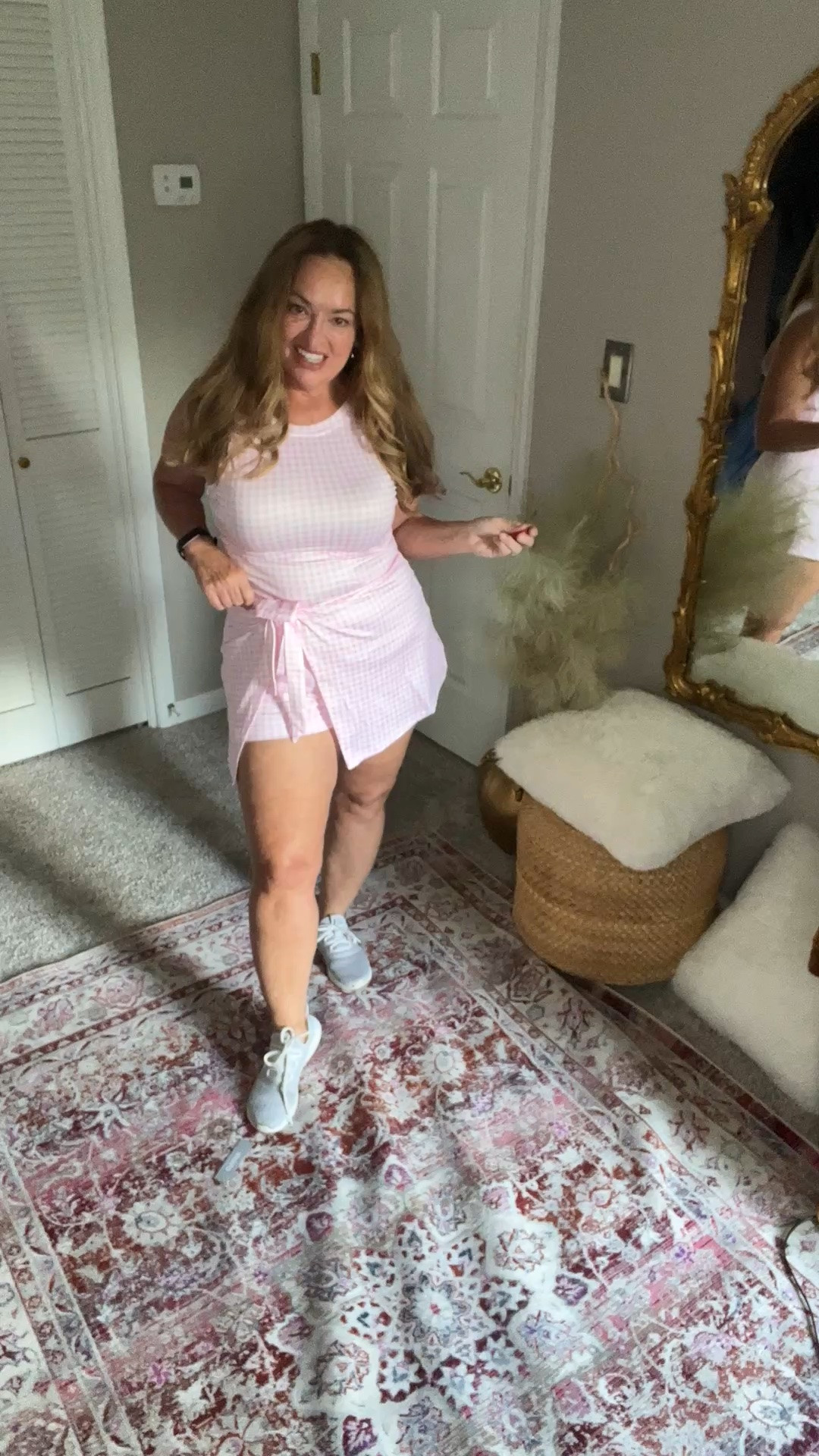 Pink gingham wrap dress for weekends and athletics.

#LTKActive #LTKselfcare #LTKmorningroutine
