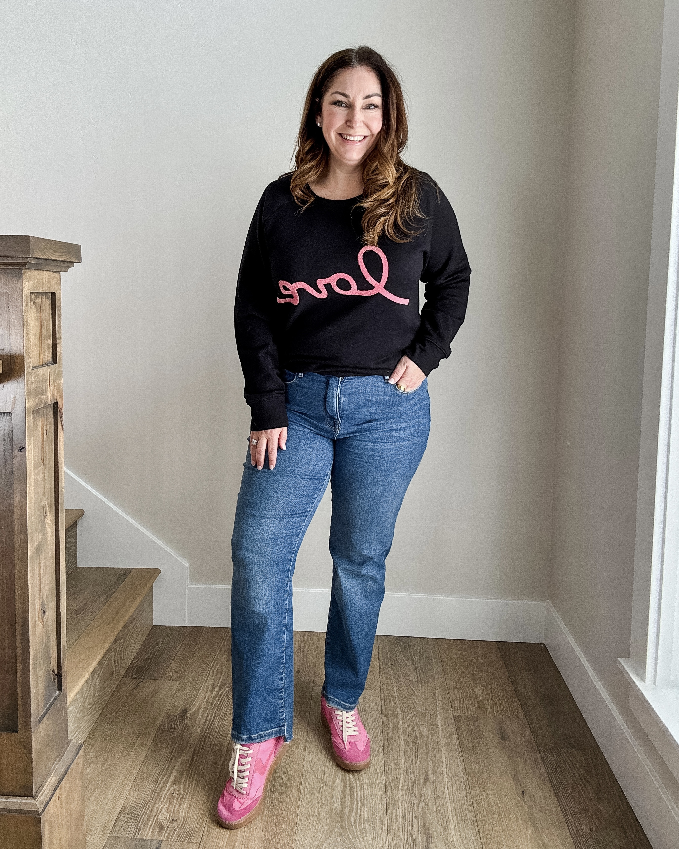 Valentines Outfit with @nordstrom love sweatshirt tts, L and kick crop good american jeans size up if in-between, 14 

#NordstromPartner  

 #LTKSeasonal #LTKOver40 #LTKMidsize
