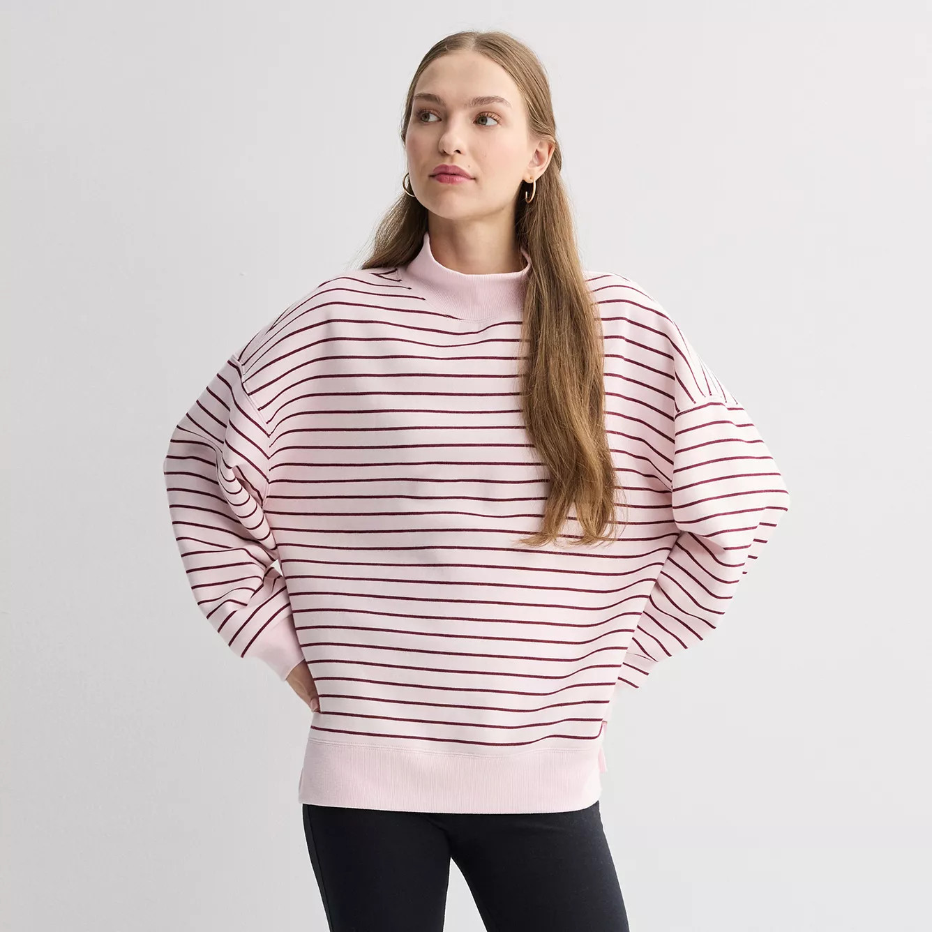 Juniors' Pink Republic Fleece Mockneck Pullover | Kohl's