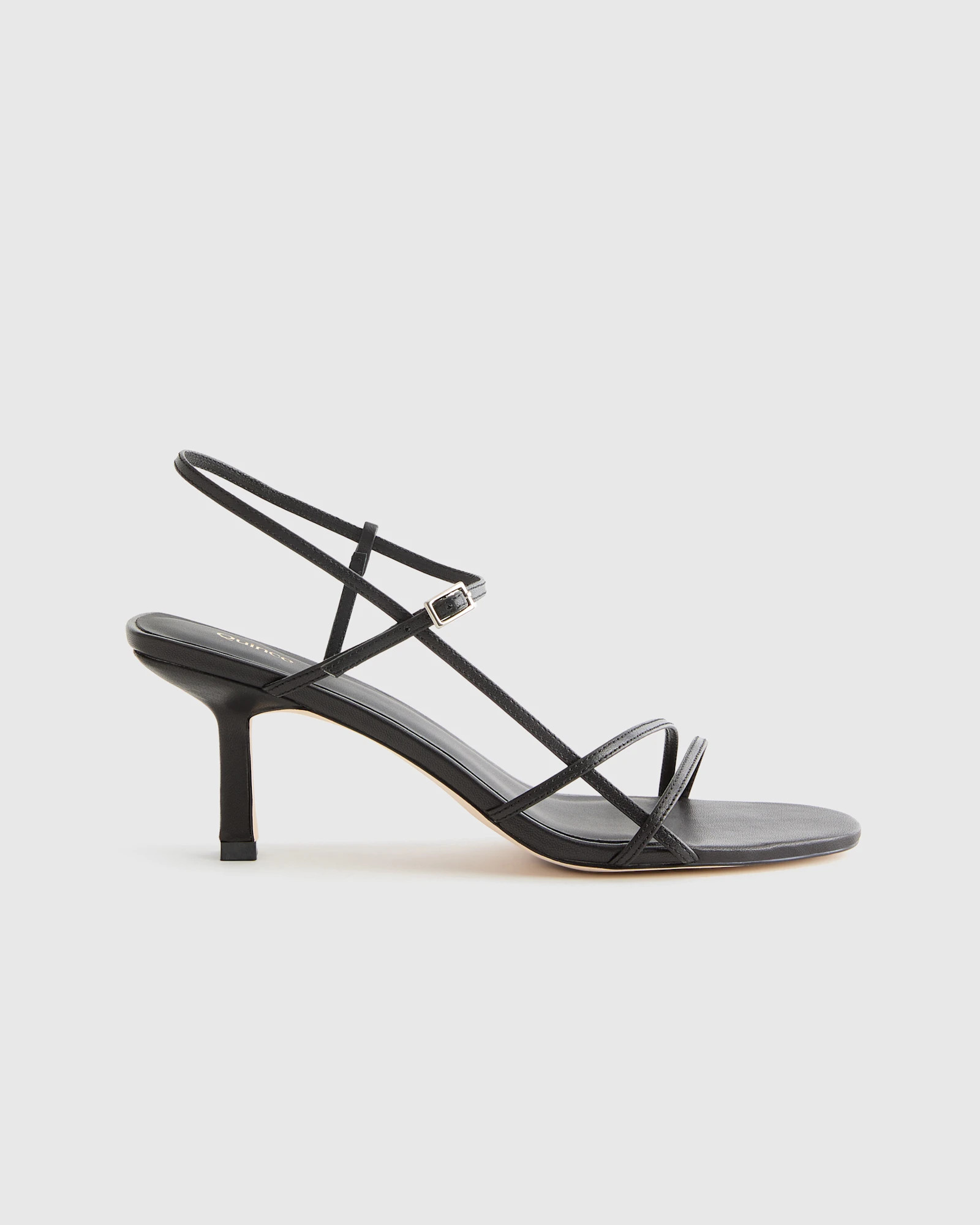 Black Italian Leather 70mm Strappy Heel | Quince