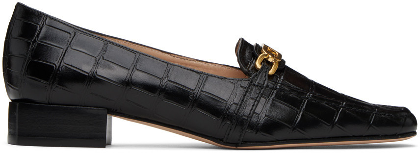 TOM FORD Black Croc Leather Loafers | SSENSE