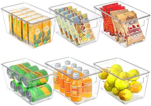 Refrigerator Organizer Bins with Lids, KAMOTA 6 PACK Stackable Clear Plastic Bins with Handle for... | Amazon (US)