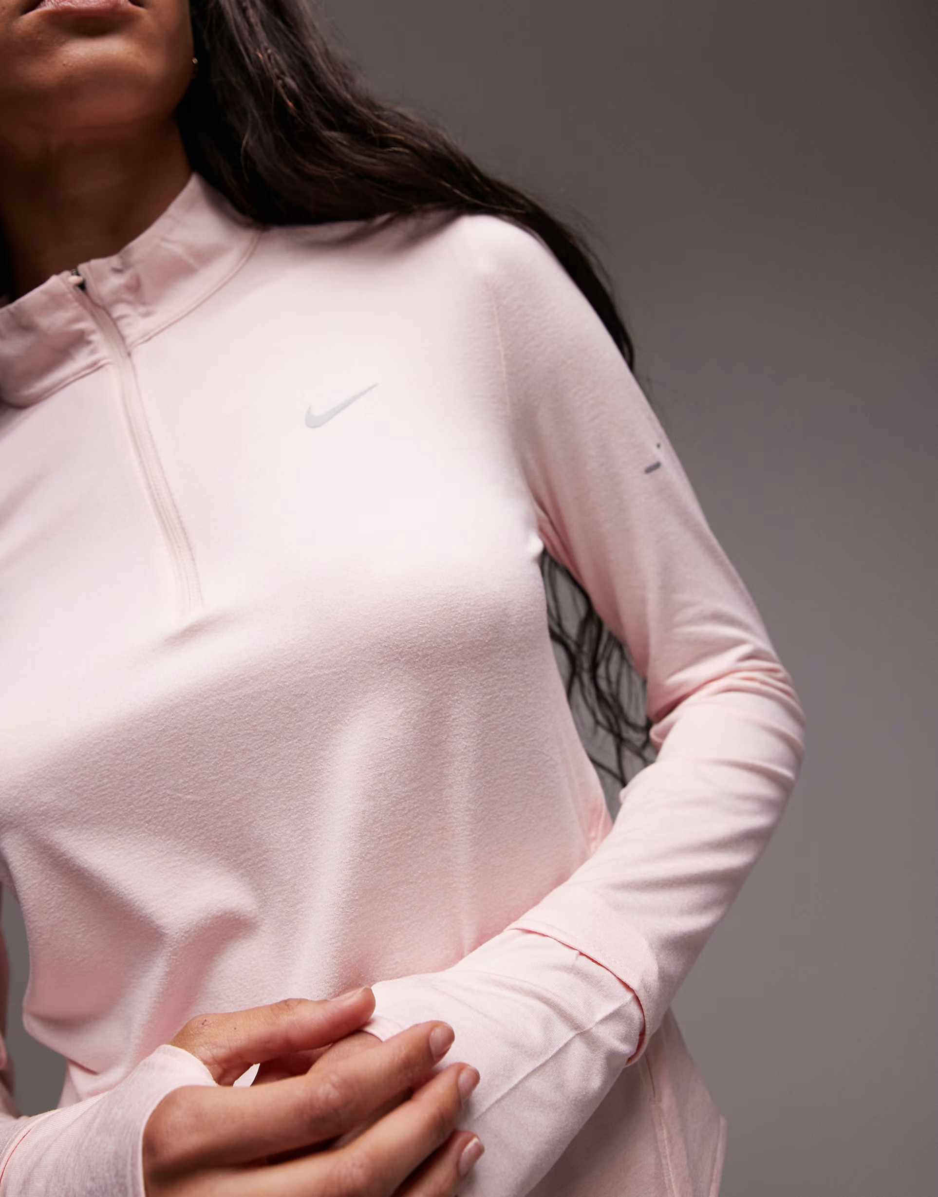 Nike Running Swift Dri-FIT half zip long sleeved top in pink | ASOS | ASOS (Global)