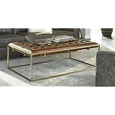 Universal Furniture Curated Collection Travers Cocktail Ottoman in Brompton Brown Leather | Amazon (US)