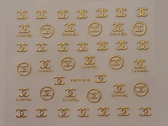 Gold Nail Stickers brand logo 3D Nail Art Stickers Decals | Etsy | Etsy (UK)