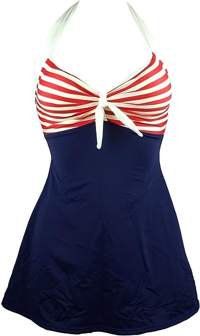 COCOSHIP Vintage Sailor Pin Up Swimsuit Retro One Piece Skirtini Cover Up Swimdress(FBA) | Amazon (US)