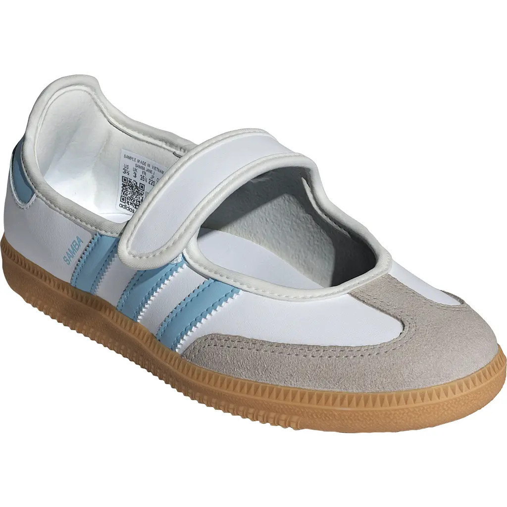 adidas Kids' Samba Jane Sneaker in White/Clear Sky/Gum at Nordstrom, Size 12.5 M | Nordstrom