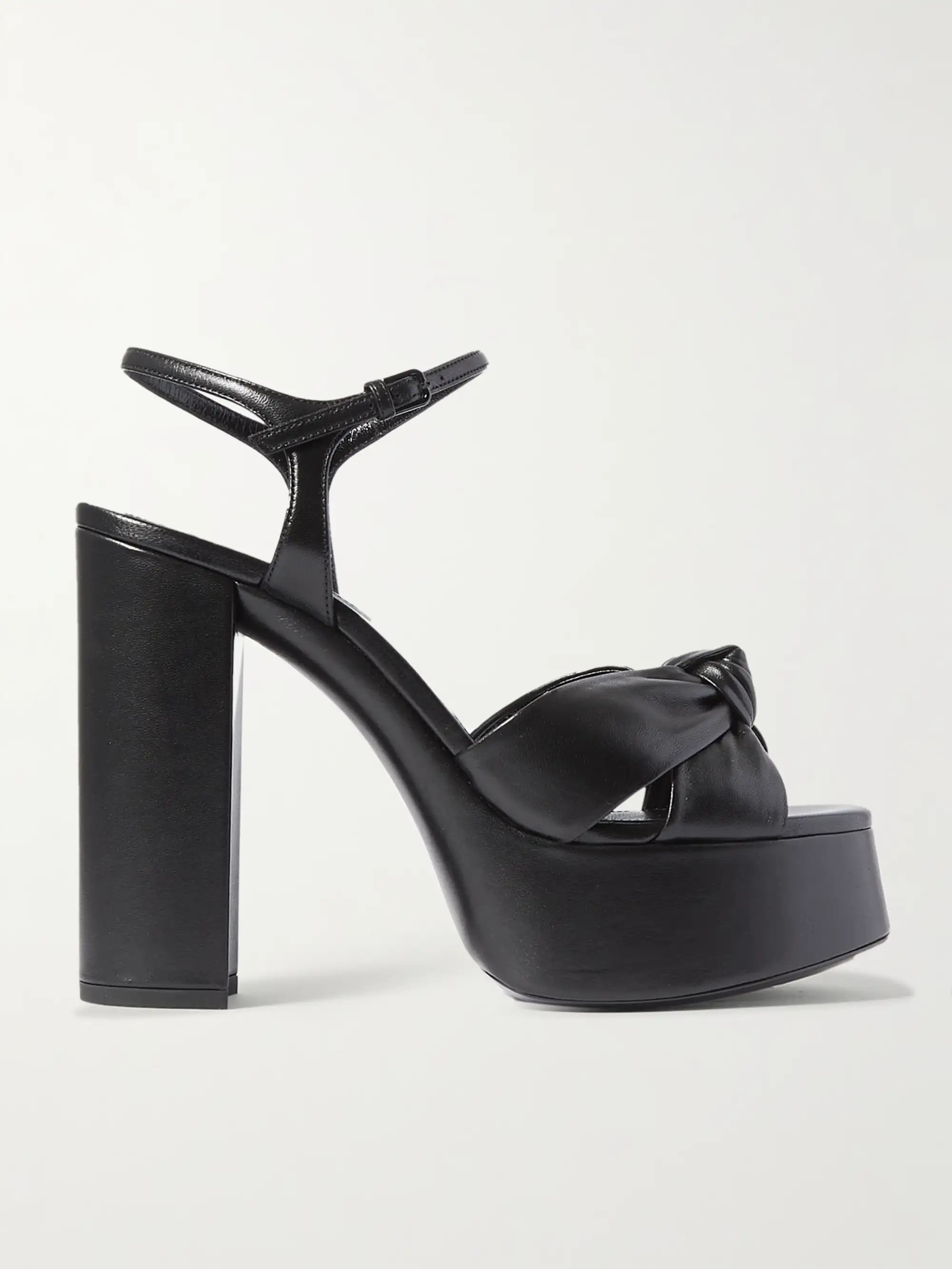 SAINT LAURENT Bianca knotted leather platform sandals | NET-A-PORTER | NET-A-PORTER (US)