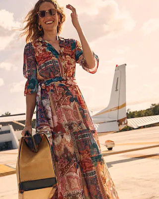 Tapestry Print Tiered Ruffle Dress | Chico's