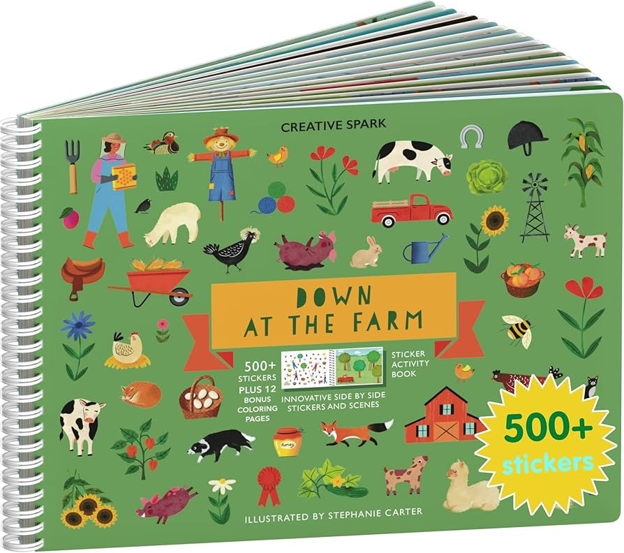 Cupkin Farm Animal Sticker Book Activity for Kids, Toddler Airplane Travel Essentials, 500+ Horse... | Amazon (US)