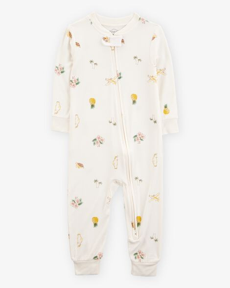 Baby Tropical Print PurelySoft Footless 1-Piece Pajamas - Ivory | Carter's Inc