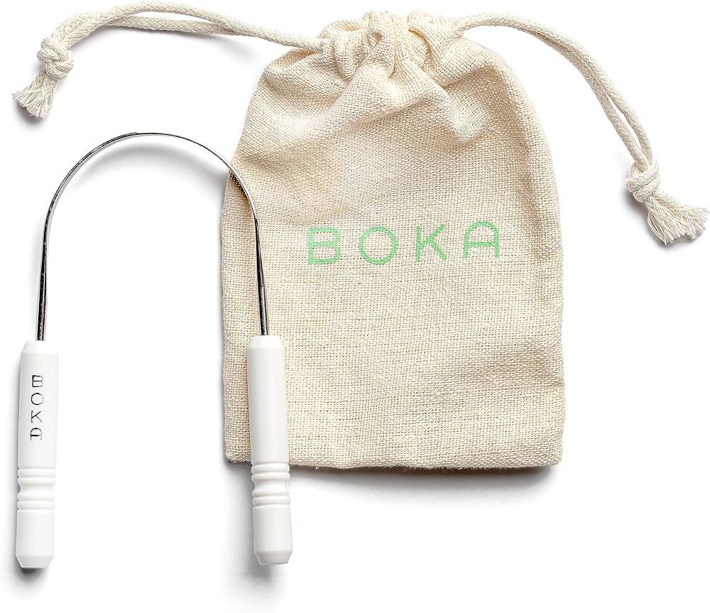 Boka Tongue Scraper for Adults & Kids with Case - Stainless Steel Tongue Cleaner w/Linen Travel P... | Amazon (US)