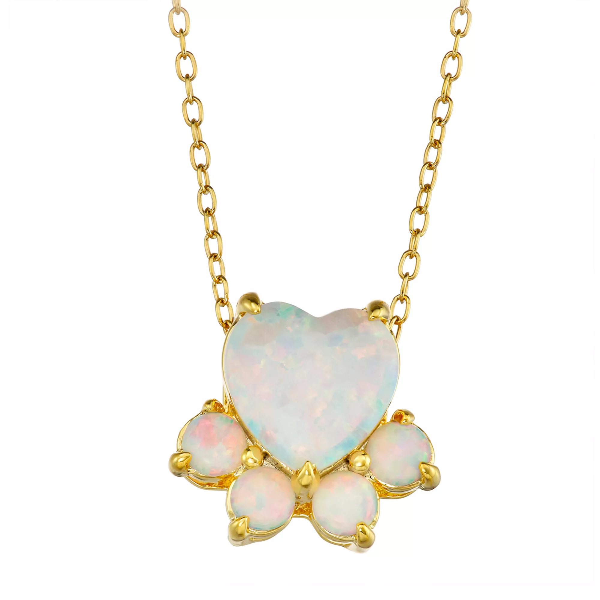 Classic Treasures 14k Gold Over Silver Lab-Created White Opal Dog Paw Pendant Necklace | Kohl's