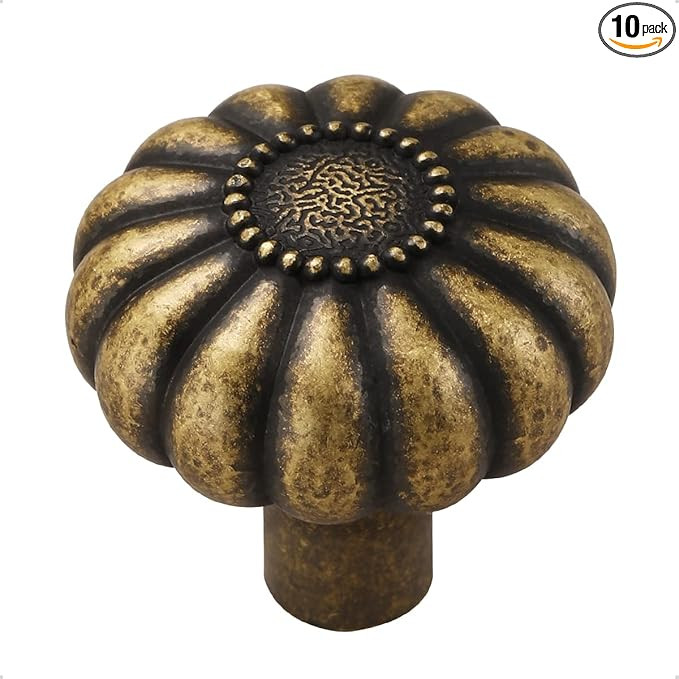 JIASENBAO Antique Brass Cabinet Knobs 10 Pack Vintage Retro Drawer Pulls Kitchen Cupboard Bathroo... | Amazon (US)