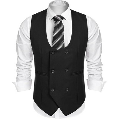 COOFANDY Men's Suit Vest Slim Fit Double Breasted Dress Vest Casual Business Formal Waistcoat BLACK L | Target