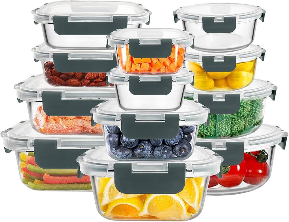 FREYBLI 24-Piece Glass Food Storage Containers with Lids, Glass Meal Prep Containers, Airtight Gl... | Amazon (US)