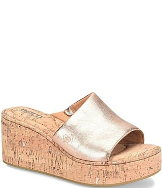 Born Shilo Metallic Leather Platform Wedge Slides - 10 | Dillard's