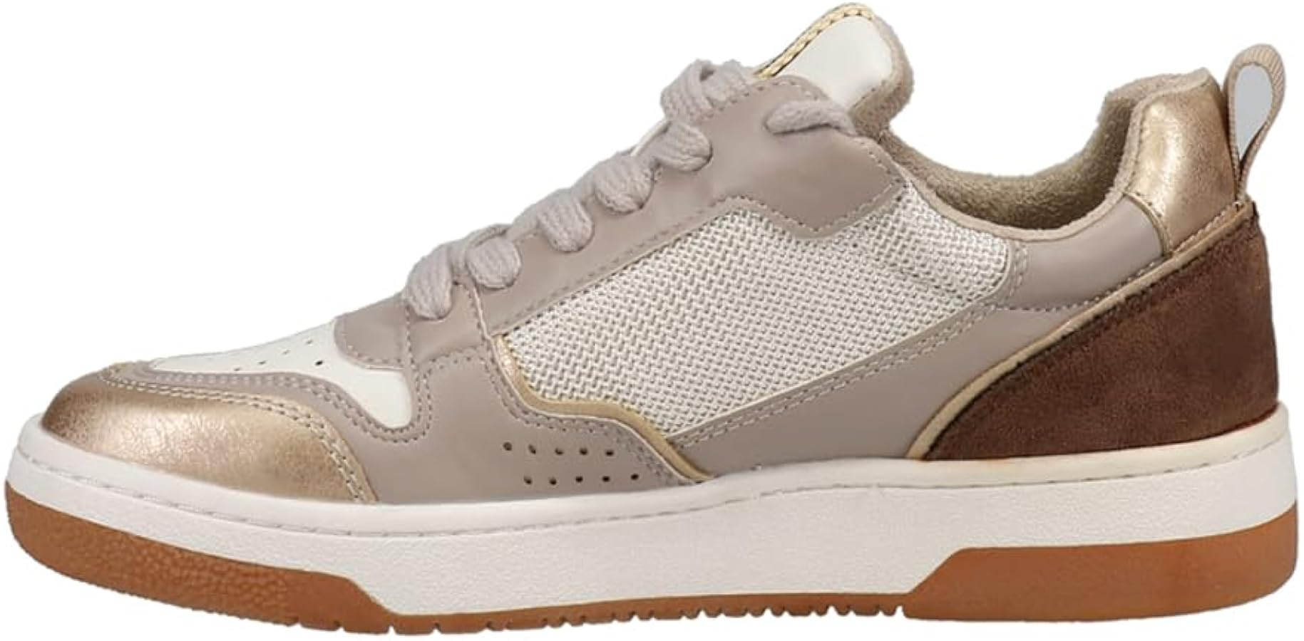 Shu Shop Womens Romi Metallic Lace Up Sneakers Shoes Casual - Beige | Amazon (US)