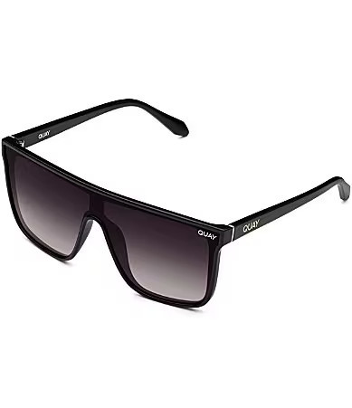QUAY Unisex Nightfall Oversized 52mm Polarized Shield Sunglasses - Black/Smoke | Dillard's