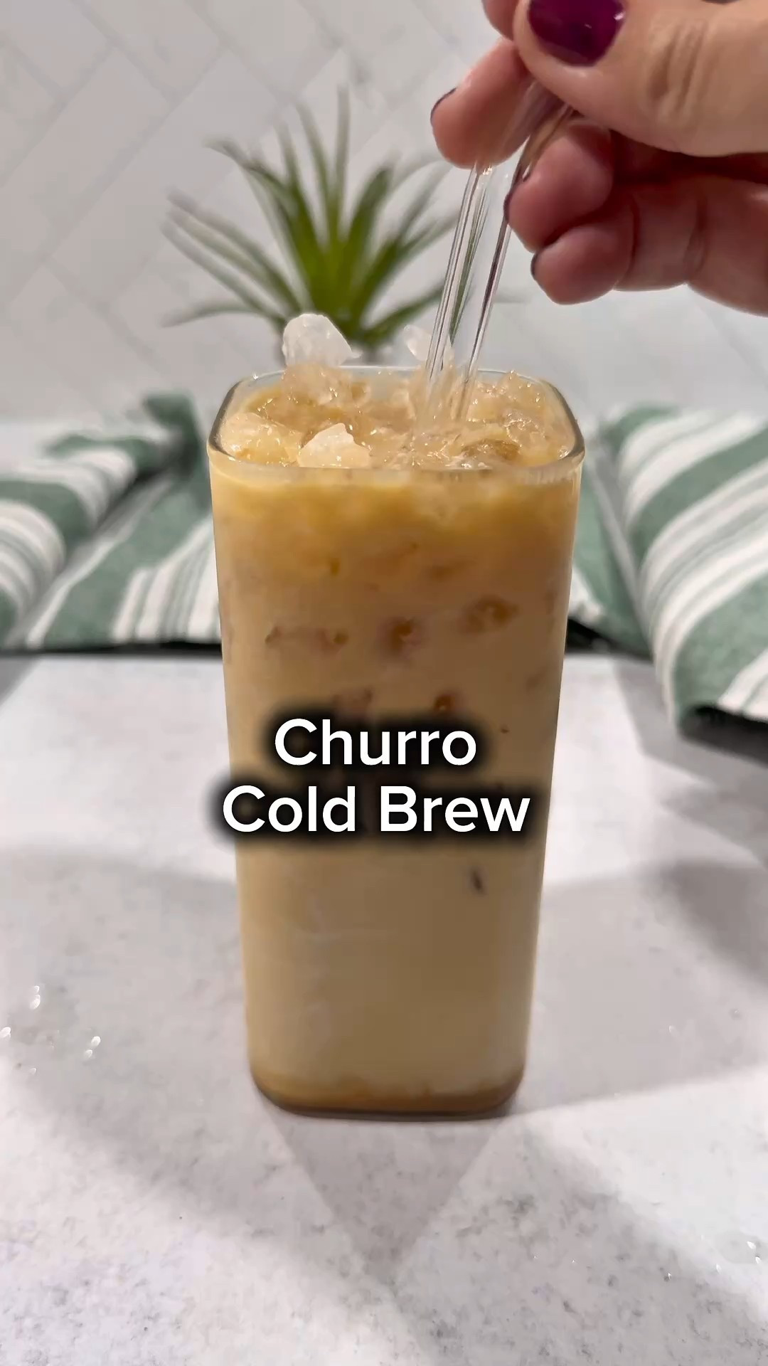 This morning’s sweet treat! 

Churro cold brew 

Ingredients: 
• 2oz cinnamon syrup
• 1oz milk
• 1oz cream 
• 6-8oz cold brew 
• Caramel sauce 

#coffee #coffeeathome #momlife #drinks #icedcoffee #coldbrew #coffeerecipes 