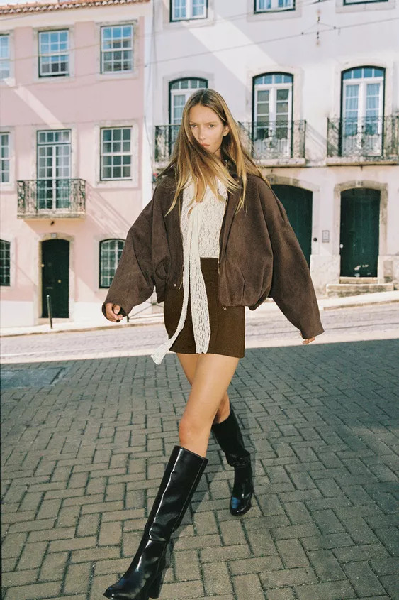 SUEDE EFFECT BOMBER JACKET | Zara US