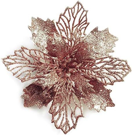 GL-Turelifes Pack of 12 Glitter Artificial Poinsettia Flowers Christmas Wreath Christmas Tree Flo... | Amazon (US)